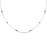 14kt White Gold Womens Round Black Color Enhanced Diamond Fashion Necklace 1/5 Cttw
